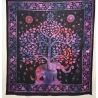 Narzuta bawełniana - słoń w ogrodzie - batikowy fiolet