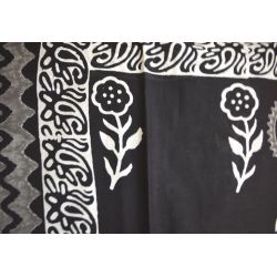 Sari bawełniane - czarne z kwiatem