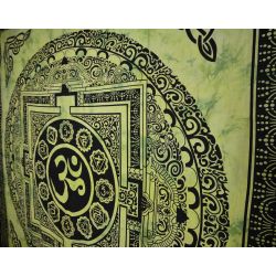 Narzuta bawełniana - mandala z Om - zielona