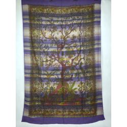 Ręcznie tkana makata - drzewo życia - fioletowy