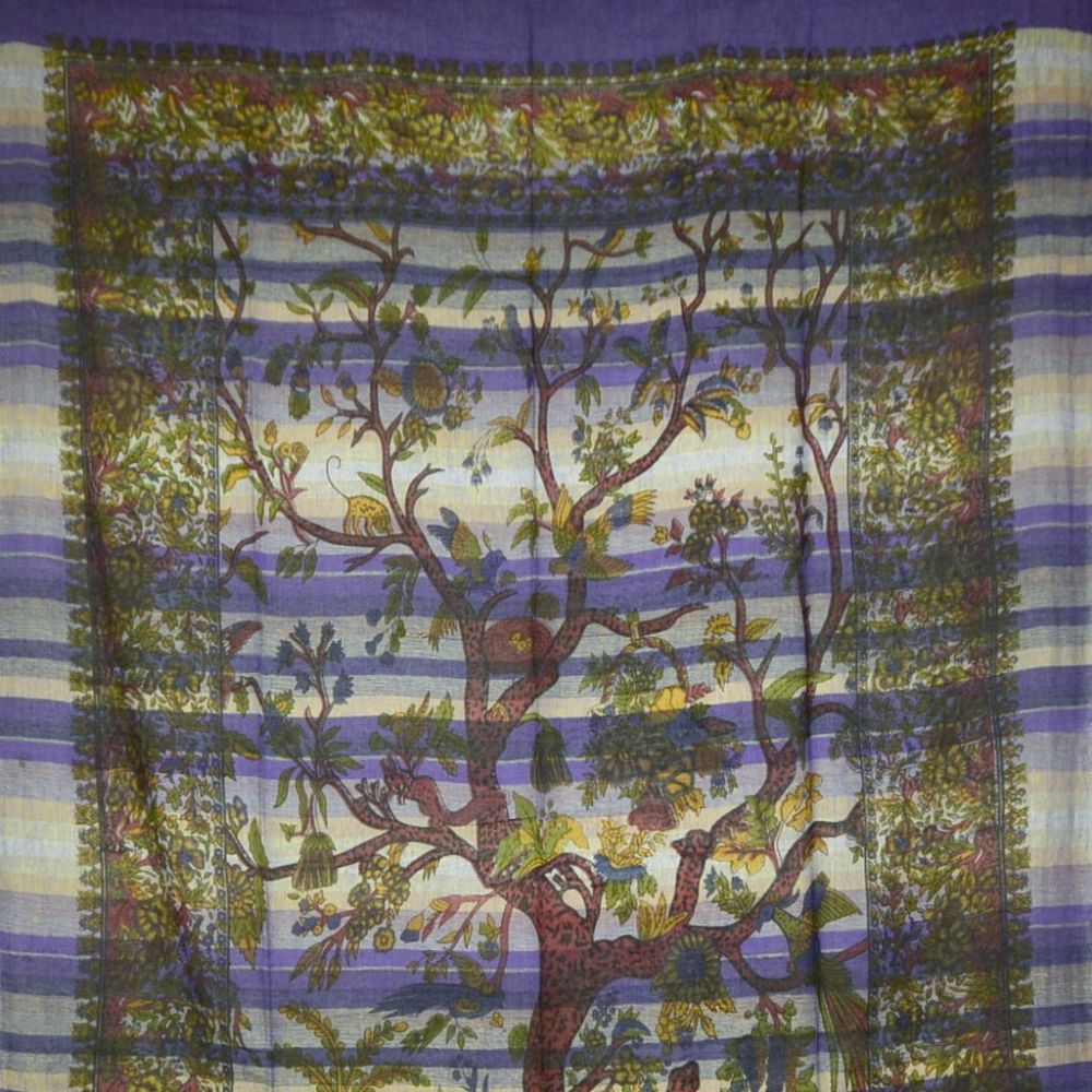 Ręcznie tkana makata - drzewo życia - fioletowy