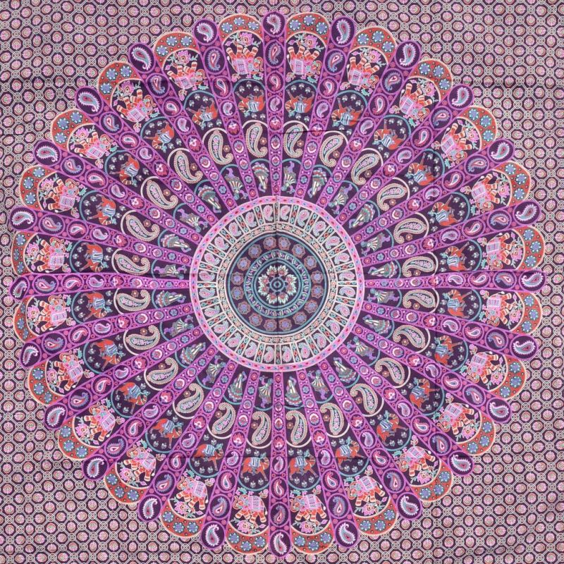 Narzuta bawełniana - mandala z Rajasthanu - fiolet
