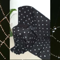 Sari bawełniane - kupon materiału - batikowe kropki - grafitowa czerń