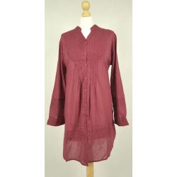 Tunika indyjska bawełniana - długa - bordowa sukienka mini