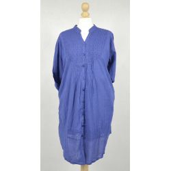 Tunika indyjska bawełniana - długa - niebieska sukienka mini