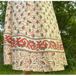 Spódnica indyjska  kopertowa - długa - łąka z czerwienią
