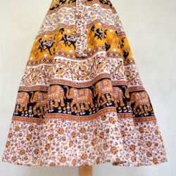 Spódnica indyjska  kopertowa - midi - żółta karawana