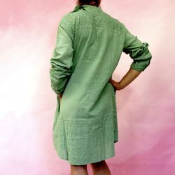 Tunika indyjska bawełniana - długa - zielona sukienka mini