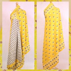 Sari bawełniane - kupon materiału - żółte kwiatki