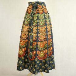 Spódnica indyjska - kopertowa - długa - zielona mandala 2