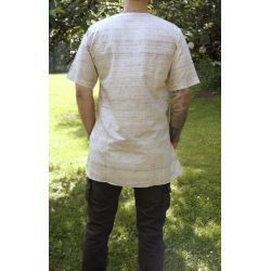 Koszula męska - surówka jedwabna - z krótkim rękawem - drobny melanż