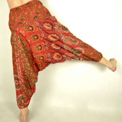 Spodnie - bawełniane szarawary - czerwona mandala