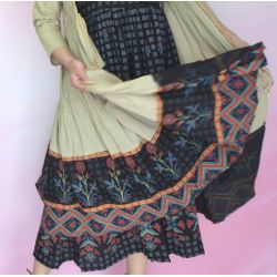 Sukienka indyjska- długa z narzutką - komplet czarno beżowy
