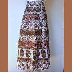 Spódnica indyjska  kopertowa - długa - czerwono brązowe paisley