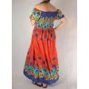 Sukienka indyjska - długa - czerwony rayon w kolorowe kwiaty