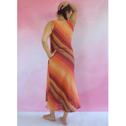 Sukienka indyjska - ze skosu - tkana ręcznie - pomarańczowa