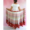 Spódnica indyjska kopertowa - długa - kolorowe prążki - czerwona