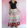 Spódnica indyjska kopertowa - długa - kolorowe prążki - bordowa