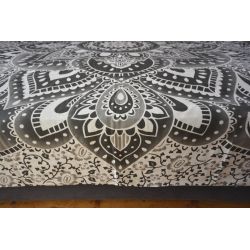Narzuta bawełniana - piękna mandala - szary z grafitem