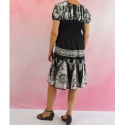 Sukienka indyjska - midi - czarny rayon z szarym batikiem