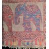Szal indyjski - wełna kaszmirowa 100% - orzechowe słonie