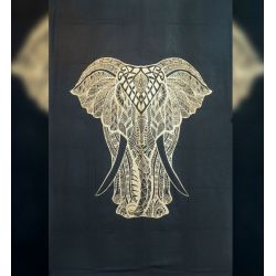 Obrus - makata - zasłona - majestatyczny słoń - czarny ze złotem