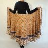 Spódnica indyjska kopertowa - długa - ciemno żółty ornament z szarym