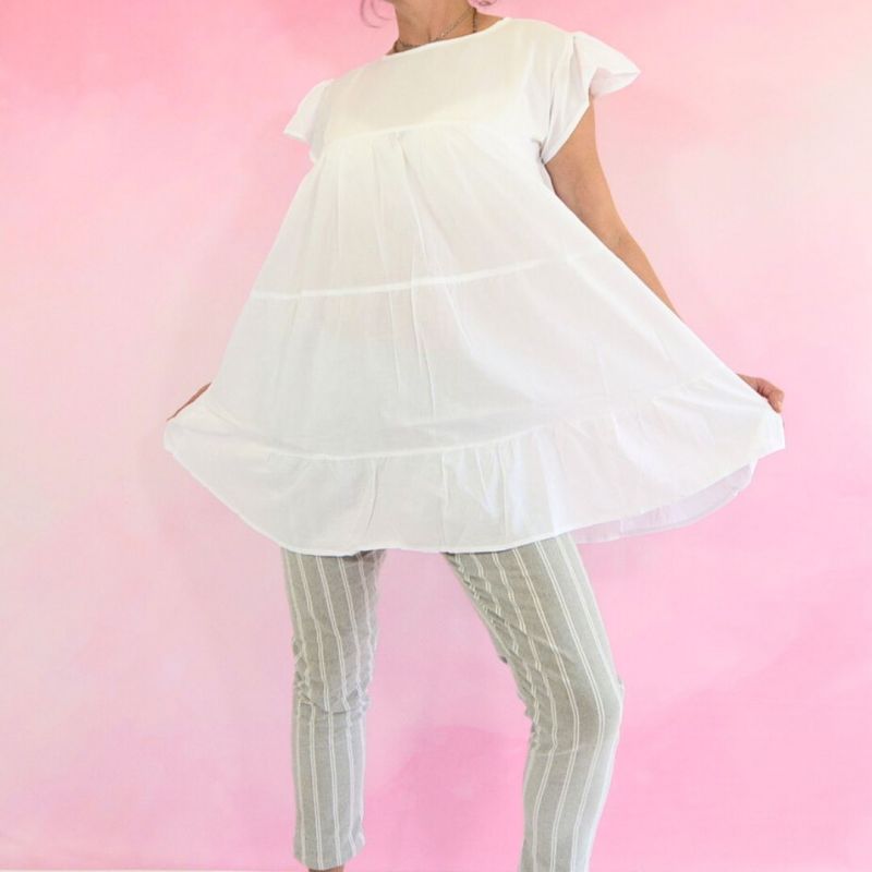 Tunika indyjska bawełniana - długa - sukienka mini - biała
