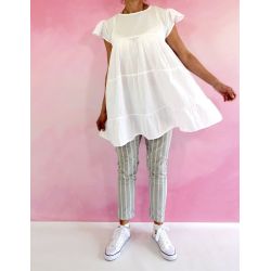 Tunika indyjska bawełniana - długa - sukienka mini - biała