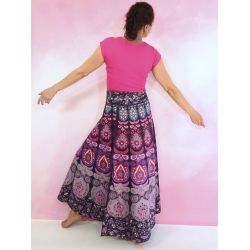 Spódnica indyjska - kopertowa - długa - fioletowa mandala