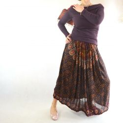 Spódnica indyjska długa - rayon na gumce - czarna mandala