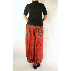 Spódnica indyjska długa - rayon na gumce - czerwona mandala