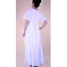 Sukienka indyjska bawełniana - długa z krótkim rękawem i koronką - biała