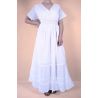 Sukienka indyjska bawełniana - długa z krótkim rękawem i koronką - biała