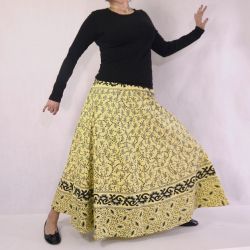 Spódnica indyjska kopertowa - długa - żółta łąka