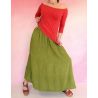Spódnica indyjska na gumce - zielony rayon z haftowaną falbaną