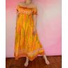 Sukienka indyjska - długa - cieniutka krepa - żółte szlaczki