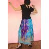 Spódnica indyjska długa - na gumce - batik z cekinami - turkus z fioletowym