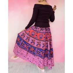 Spódnica indyjska  na gumce - długa - Radżstan - różowa