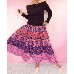 Spódnica indyjska  na gumce - długa - Radżstan - różowa