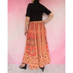 Spódnica indyjska  na gumce - długa - Radżstan - pomarańczowa