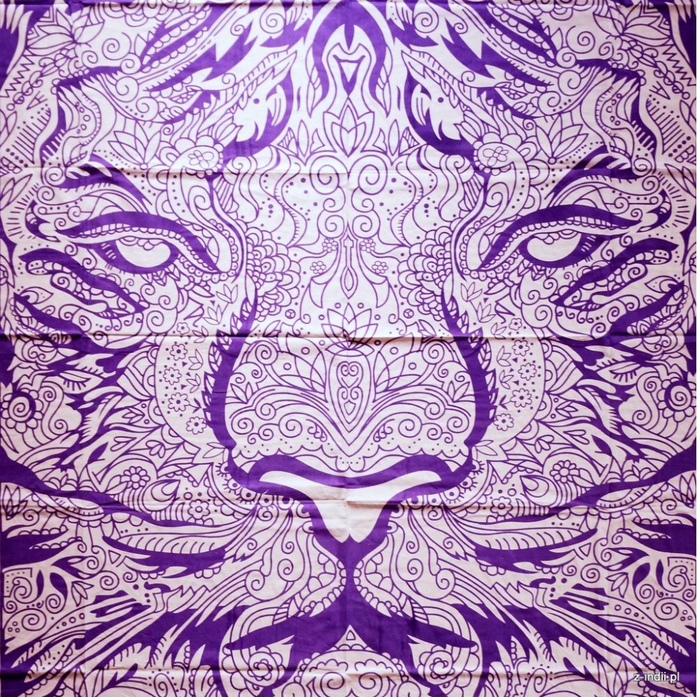 Narzuta bawełniana - fioletowy lew